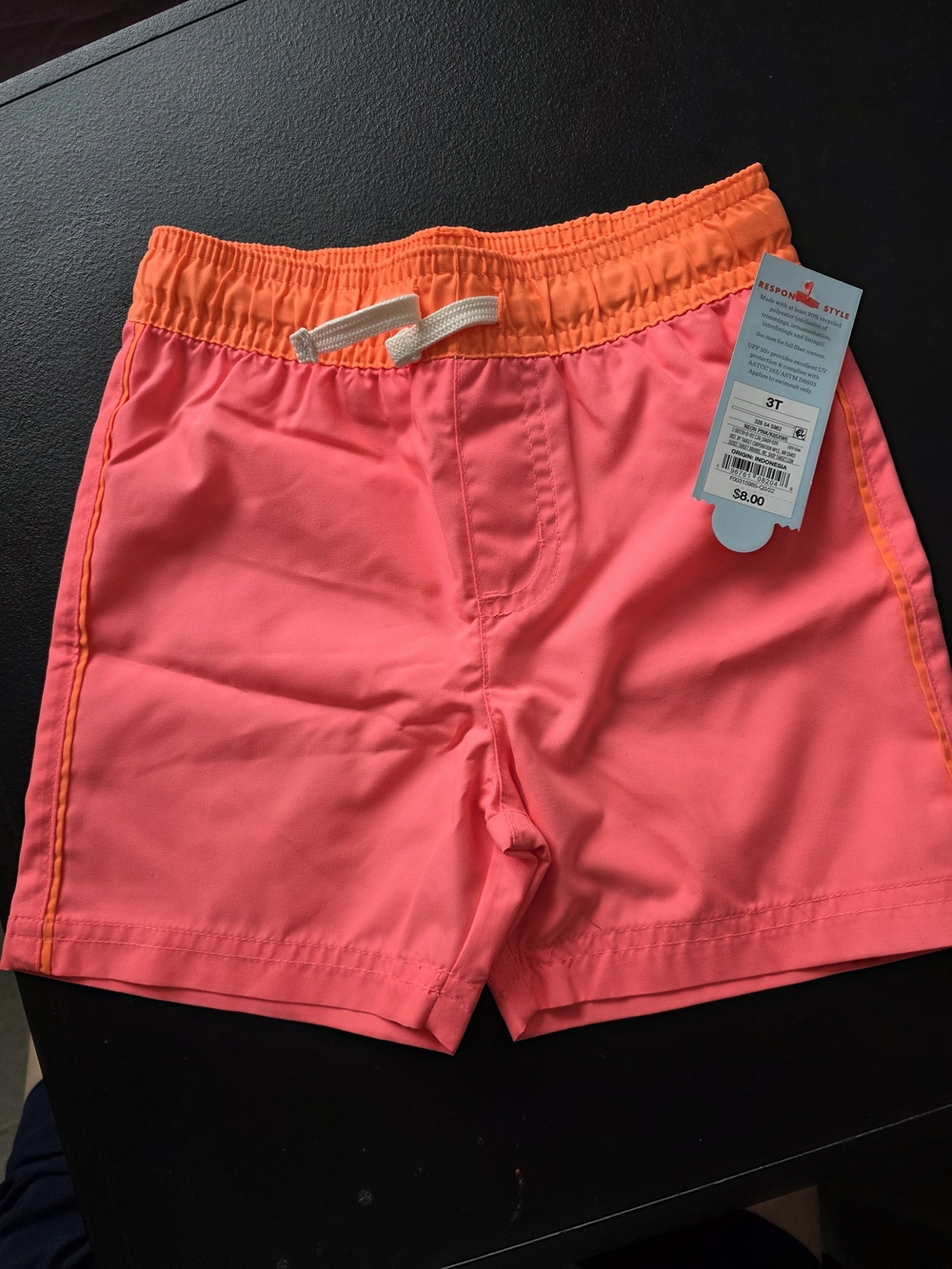 Cat & Jack Bright Pink Swim Trunks with Orange Waistband
